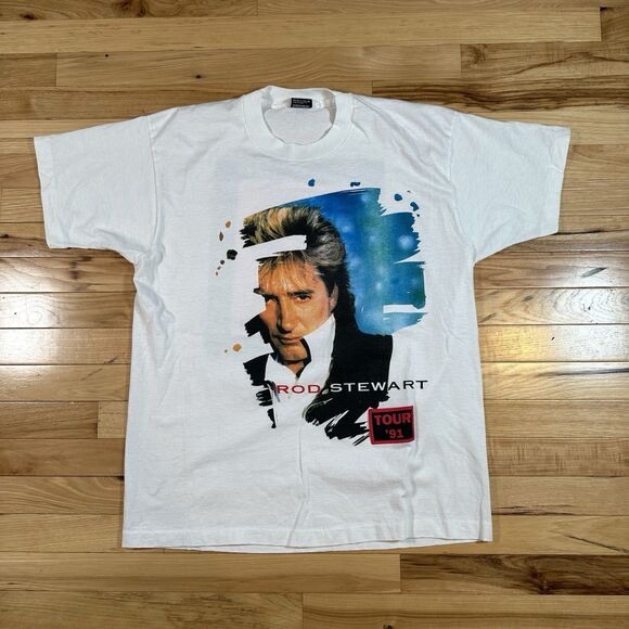 Screen Stars Best Other - Vintage 1991 Rod Stewart Vagabond Music Tour Band TShirt XL RARE Single Stitch